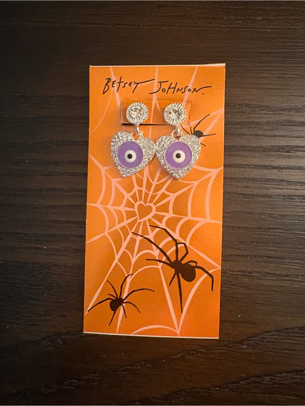 NEW Betsey Johnson Silver Heart Evil Eye Earrings